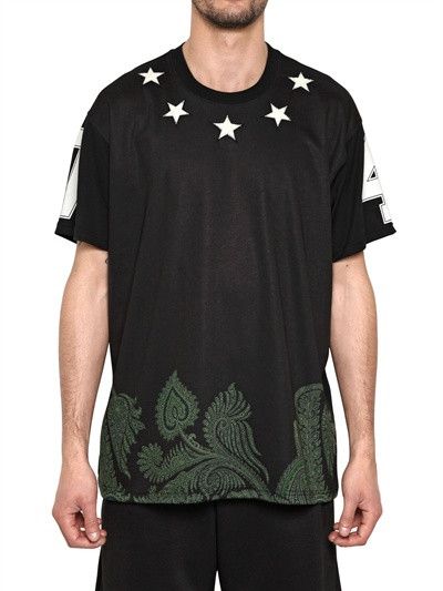 Givenchy Black Paisley Hem Felt Stars Oversized T-Shirt Size US M / EU 48-50 / 2 - 3 Thumbnail