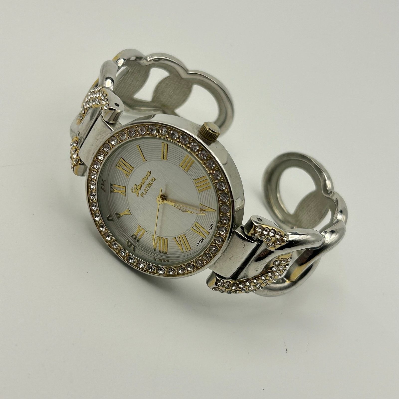 Geneva Geneva Platinum Women Two-Tone Rhinestone Bezel Bangle Watch Size ONE SIZE - 4 Thumbnail