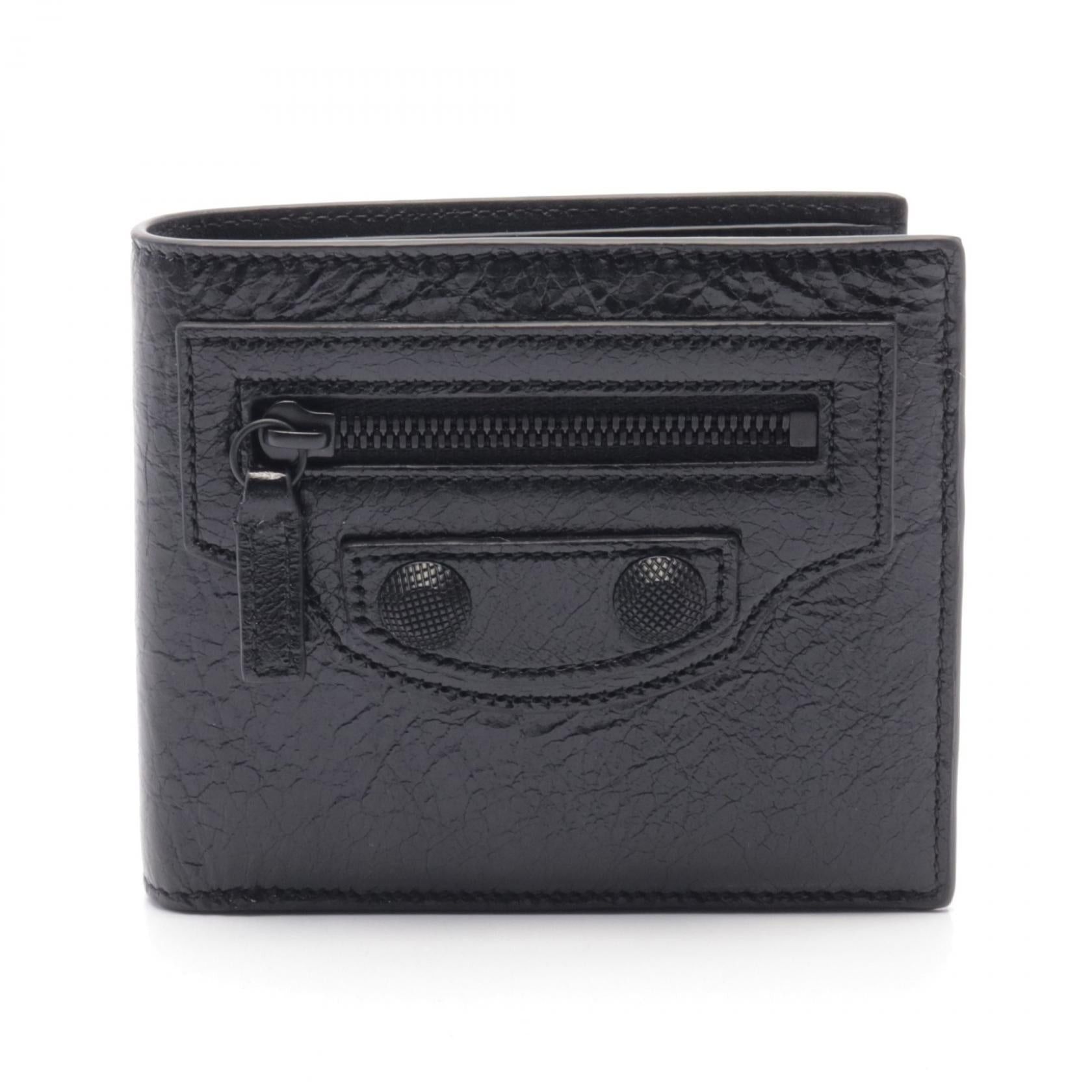 Balenciaga Balenciaga Le Cag Bi-Fold Wallet Leather Black Size ONE SIZE - 1 Thumbnail