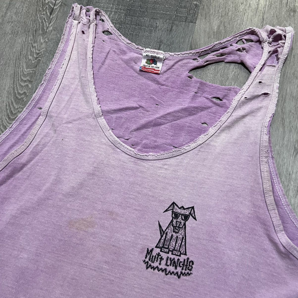 Fruit Of The Loom × Vintage VTG Mutt Lynch's Sun Faded Purple California 90s Tank Top Size US XL / EU 56 / 4 - 3 Thumbnail