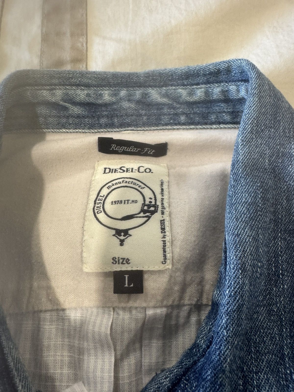 Diesel Pinstriped button down with denim collar $195 Size US M / EU 48-50 / 2 - 3 Thumbnail
