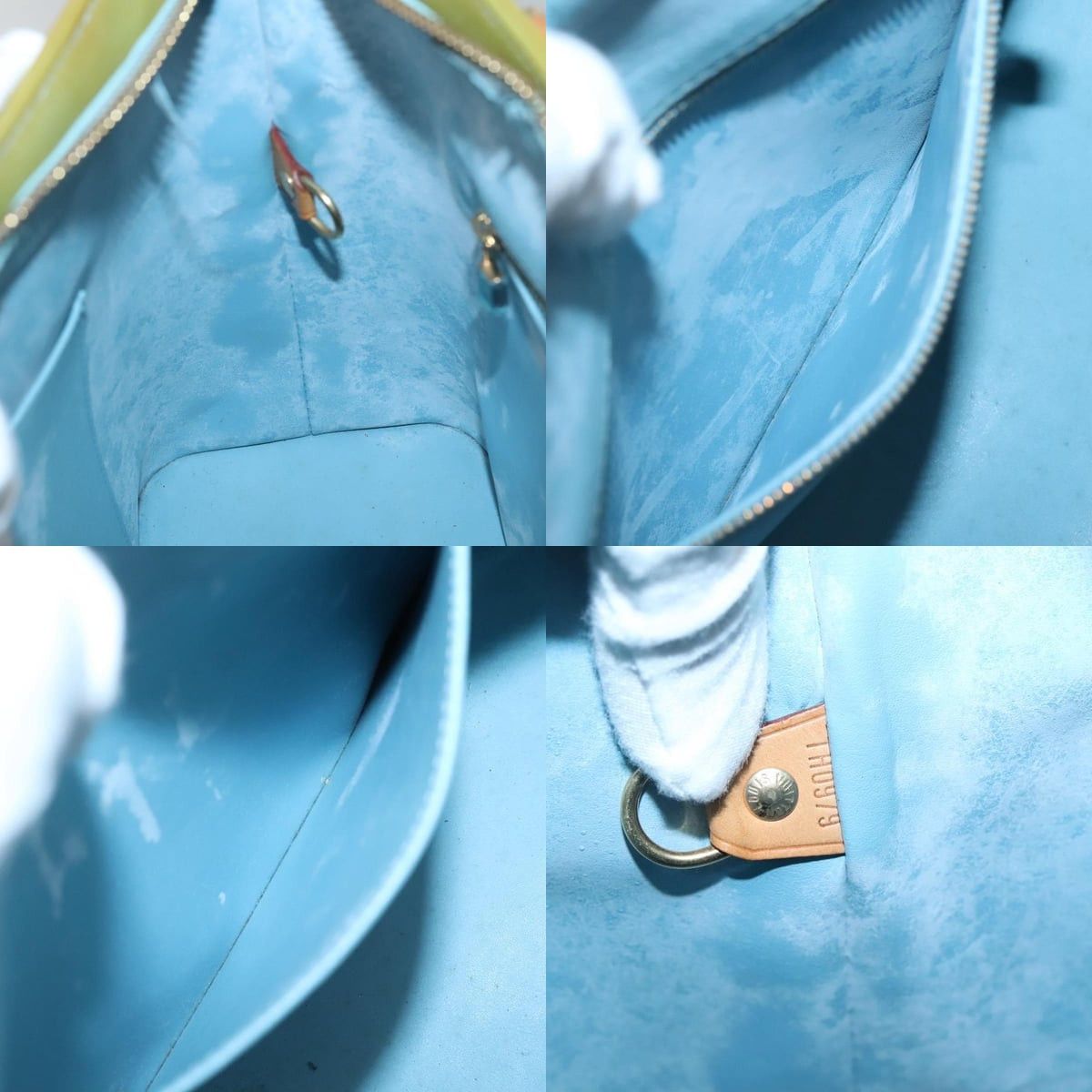Louis Vuitton LOUIS VUITTON Monogram Vernis Houston Hand Bag Baby Blue Size ONE SIZE - 12 Thumbnail