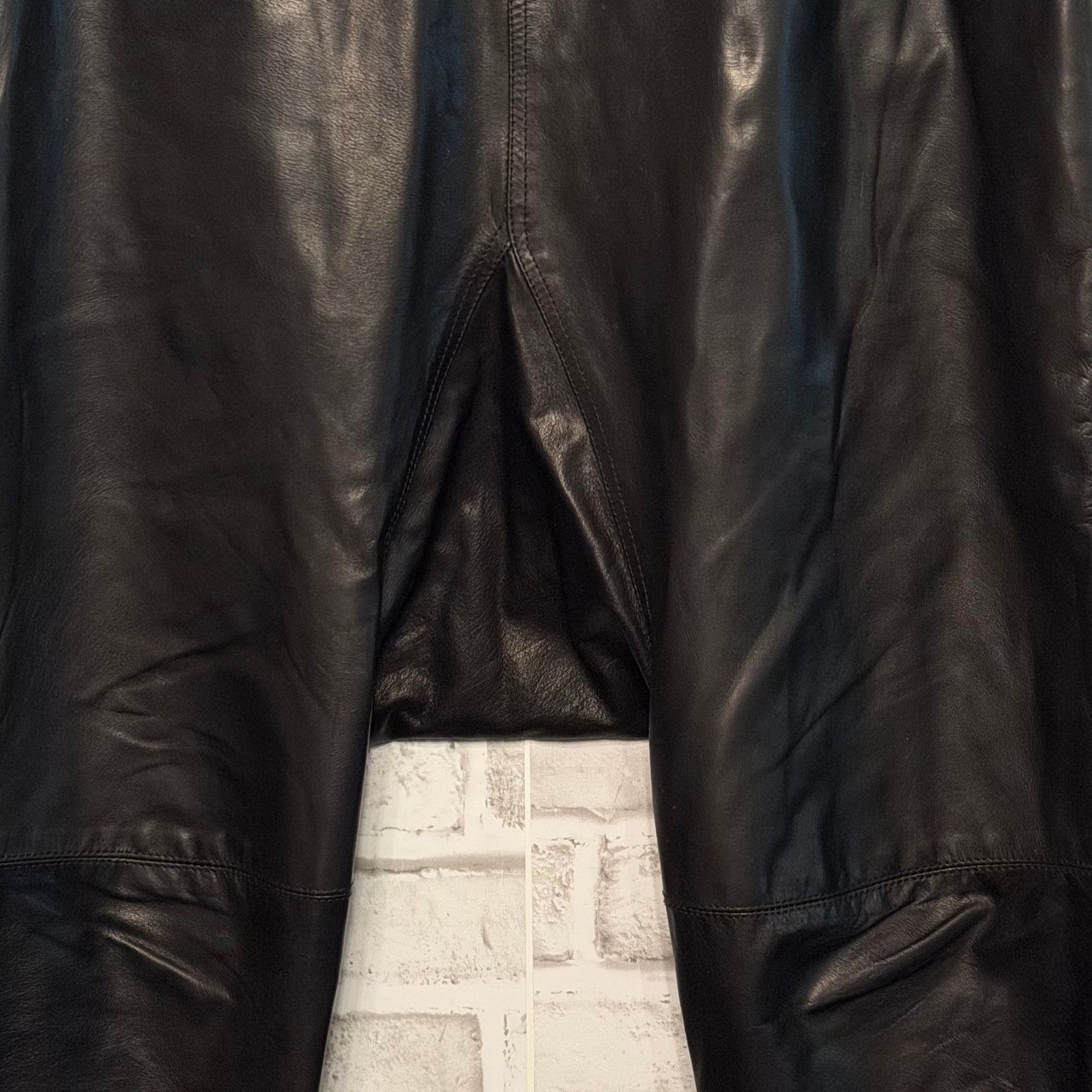 Rick Owens SS19 Babel Dropped Crotch Black Polished Calfskin Pants US 2 Size 26" / US 2 / IT 38 - 6 Thumbnail