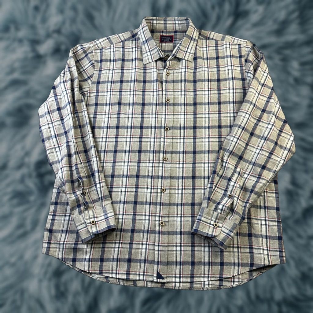 UNTUCKit UNTUCKit Shirt Mens Extra Large Gray Plaid Check Cotton Long Sleeve Button Size US XL / EU 56 / 4 - 1 Thumbnail