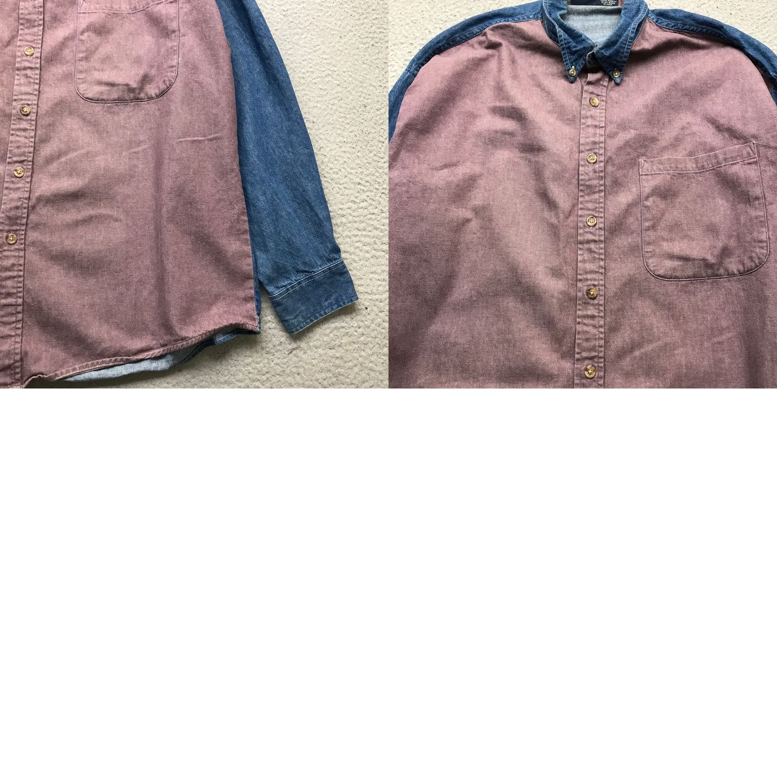Vintage VINTAGE Bon Homme Button-Down Denim Shirt Two Tone L Mens Long Sleeve Pink Blue 90s Casual Travel Button-Up Size US L / EU 52-54 / 3 - 8 Thumbnail