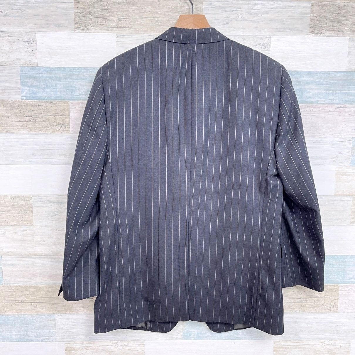 Samuelsohn Samuelsohn Wool Beckett 120s Suit Charcoal Stripe Mens 42R Size 42R - 6 Thumbnail