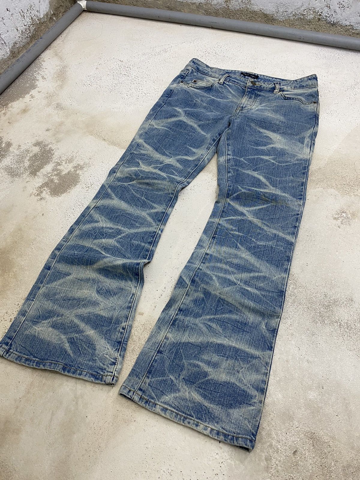 If Six Was Nine × Le Grande Bleu (L.G.B.) × Tornado Mart Retro Flare Daily Topics Unique Tie Dye Wash Effect Sparkli Size US 31 - 3 Thumbnail