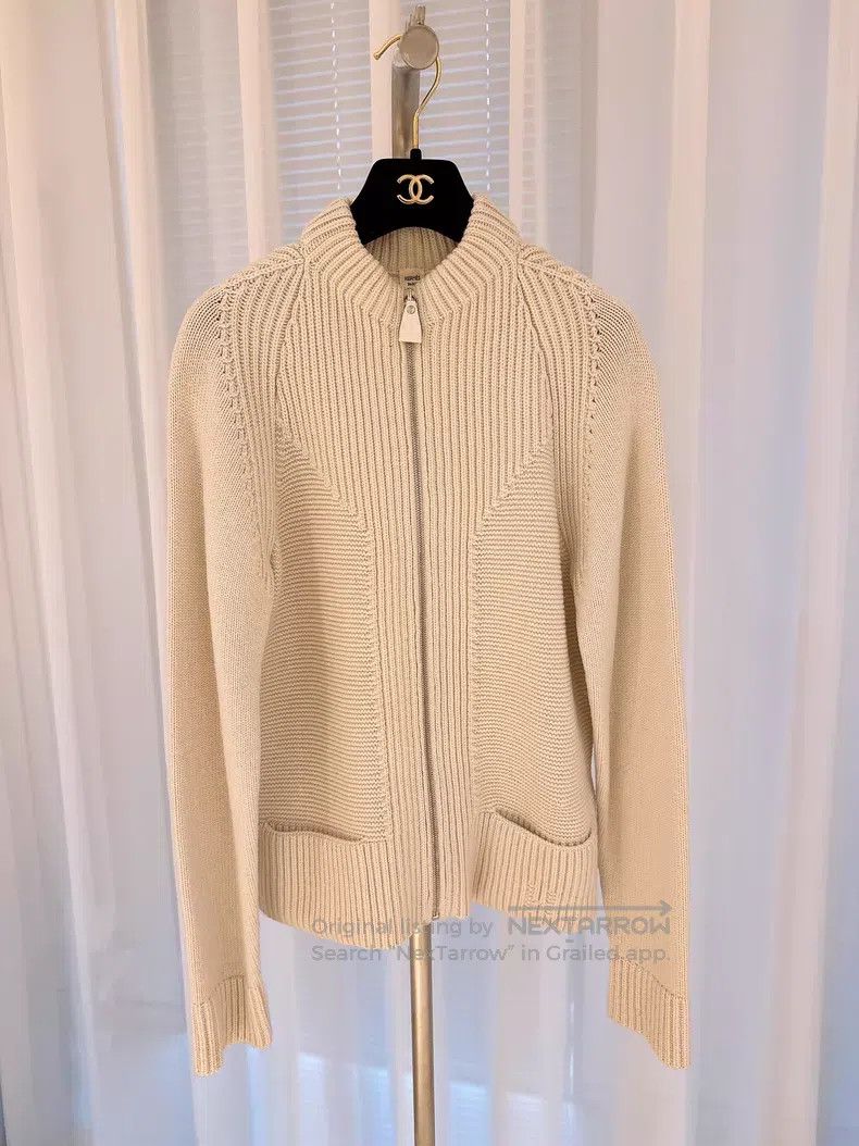 Hermes Hermes Light Beige Wool + Cashmere Knit Cardigan Size XS / US 0-2 / IT 36-38 - 1 Thumbnail