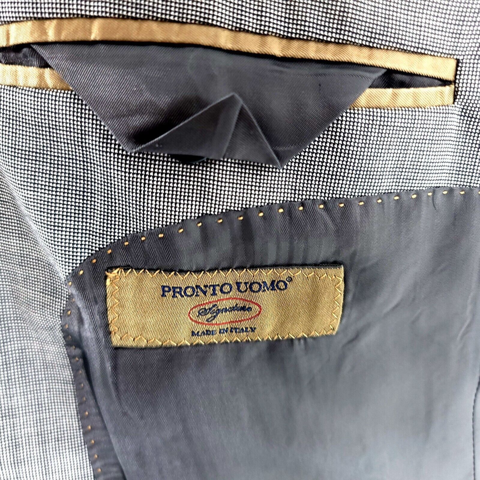 Pronto Uomo Pronto Uomo Signature Super 120s Wool 2 Button Blazer Gray N Size 46L - 3 Thumbnail