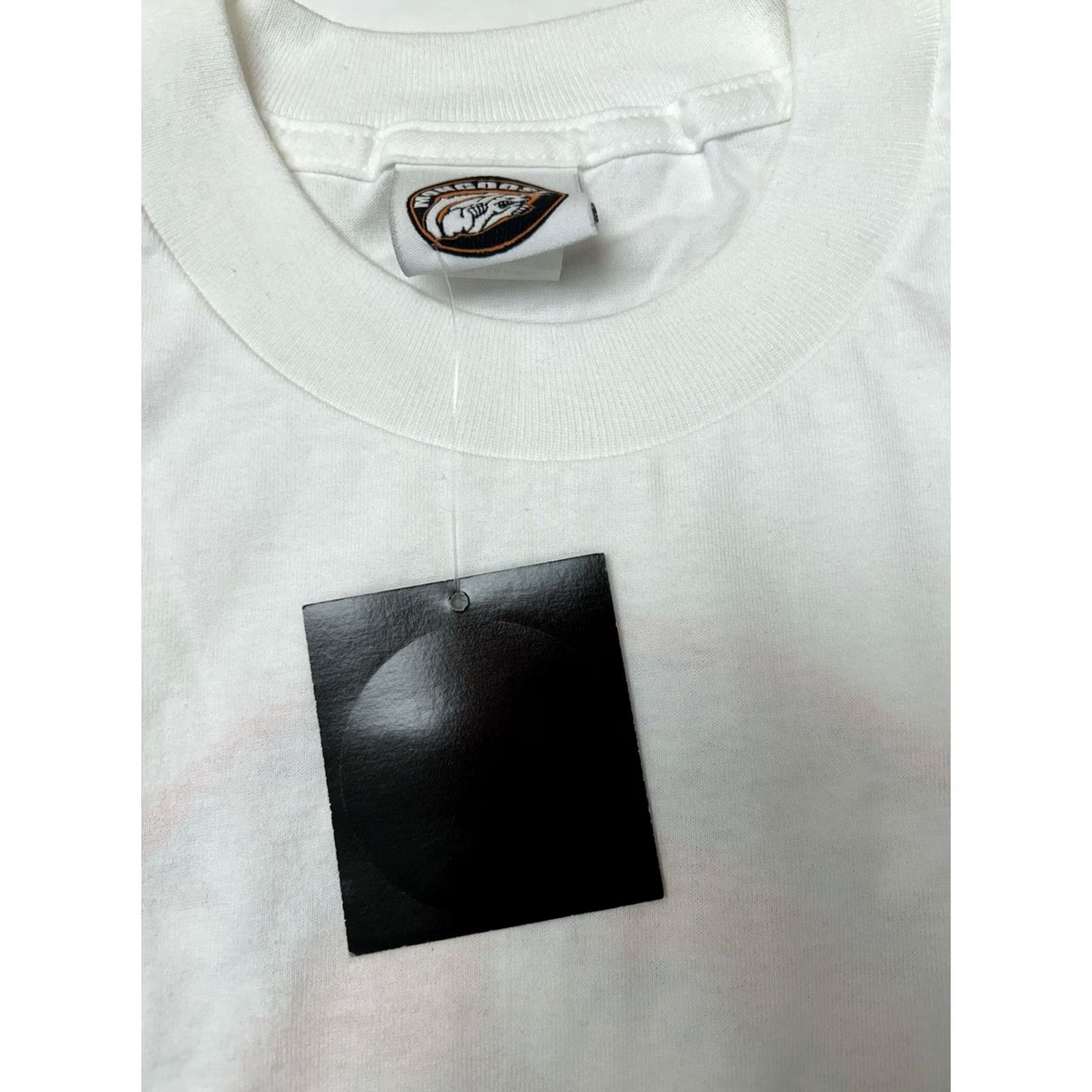 J Brand VINTAGE Mongoose BMX T-Shirt White Large Mens Short Sleeve Crew Neck 1999 90s Biker Mongoose BMX Graphic Print Clothing Shirt Size US L / EU 52-54 / 3 - 6 Thumbnail