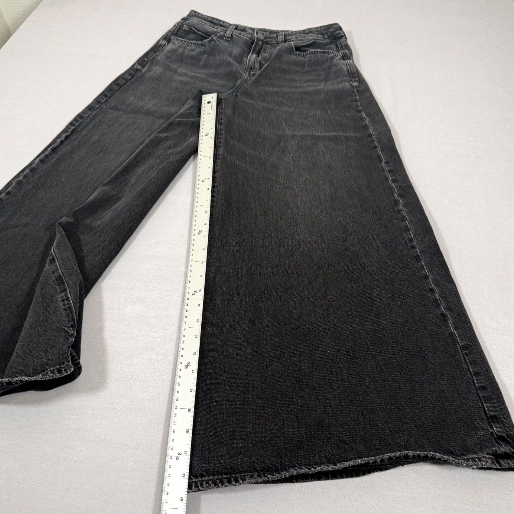 American Eagle Outfitters American Eagle Jeans Womens 6 Black Wide Leg Baggy Denim Pants Stretch Size 28" / US 6 / IT 42 - 4 Thumbnail