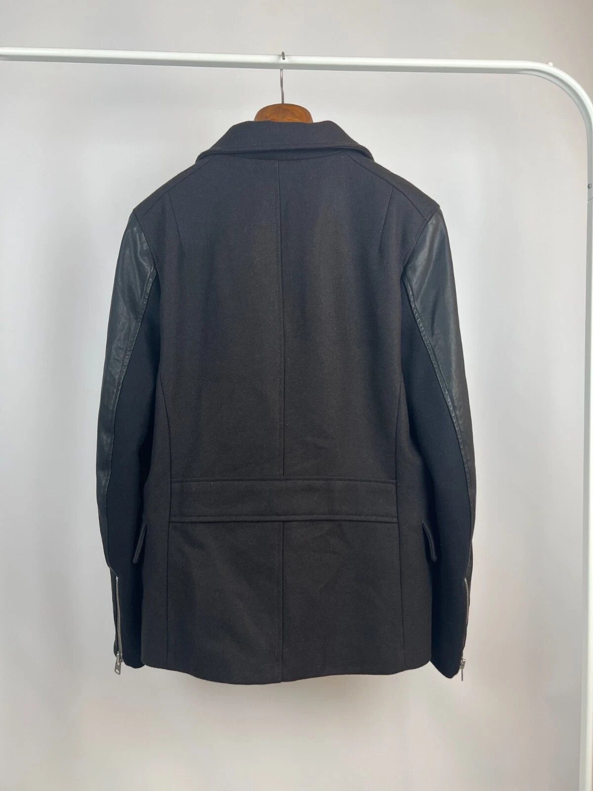 Allsaints Allsaints Wool Leather Dark Brown Major Pea Coat Jacket Size US M / EU 48-50 / 2 - 14 Thumbnail