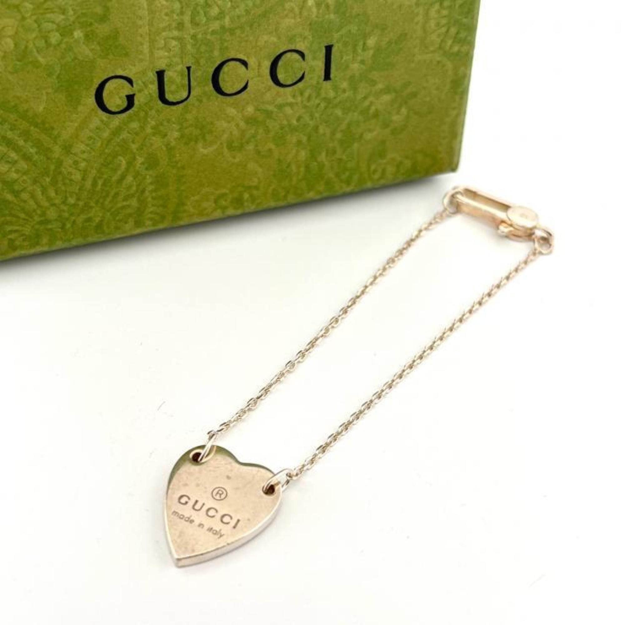 Gucci Gucci Trademark Heart Bracelet in Ag925 Silver (223513) with Logo Plate (#16) Size ONE SIZE - 1 Thumbnail