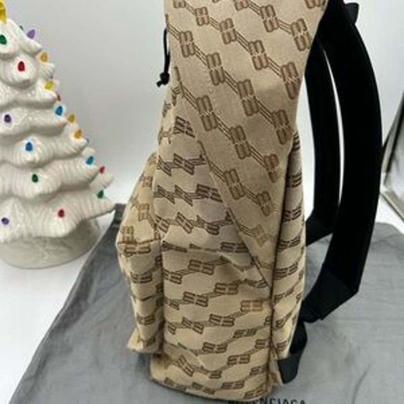 Unisex Balenciaga signature backpack in beige BB monogram