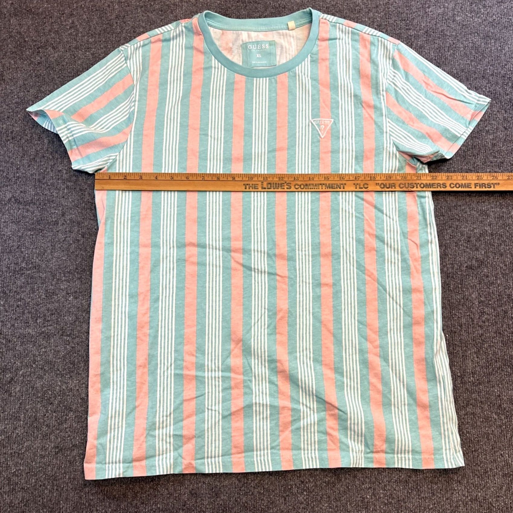 Guess Guess Los Angeles Striped Vertical Shirt Mens XL Sea Foam Mint Green Pink T-Shirt Crew Neck Multicolor Cotton Regular Short Sleeve GUESS Los Angeles Size US XL / EU 56 / 4 - 4 Thumbnail