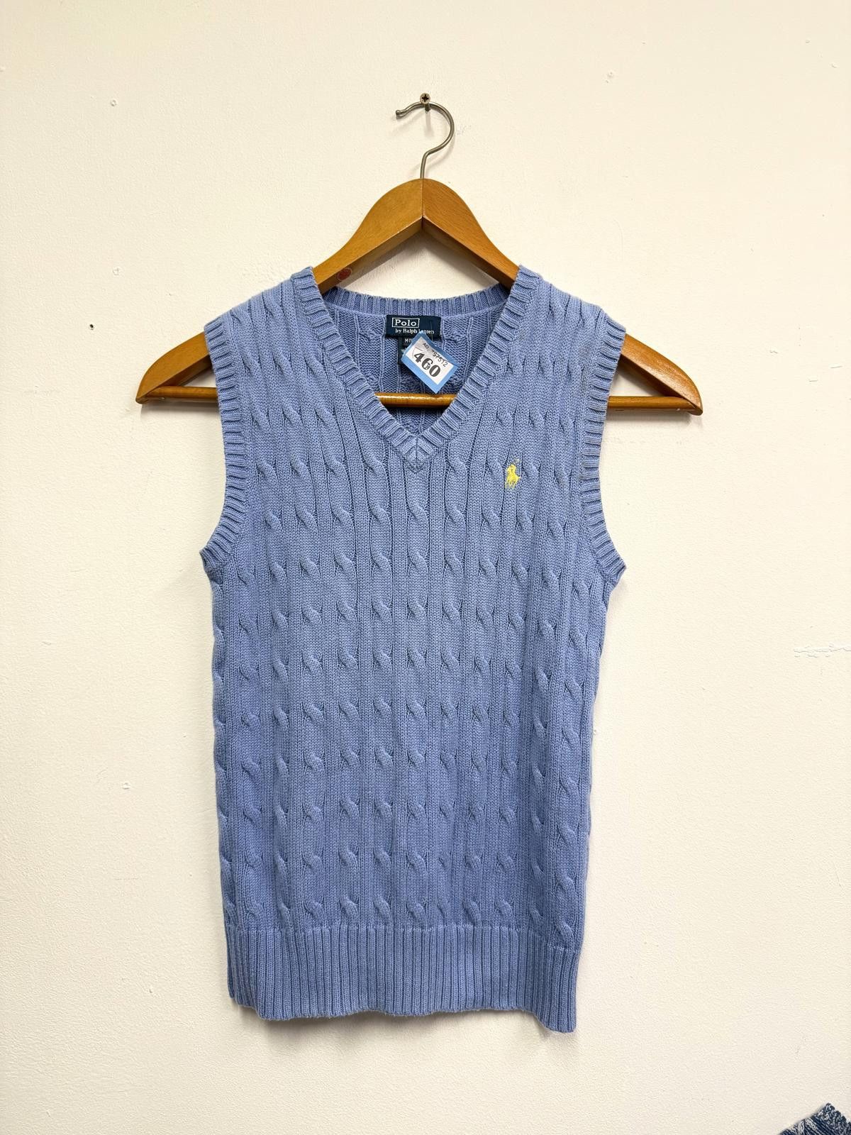 Polo Ralph Lauren Polo Ralph Lauren Light Blue Cable Knit Sweater Vest Size ONE SIZE - 1 Thumbnail