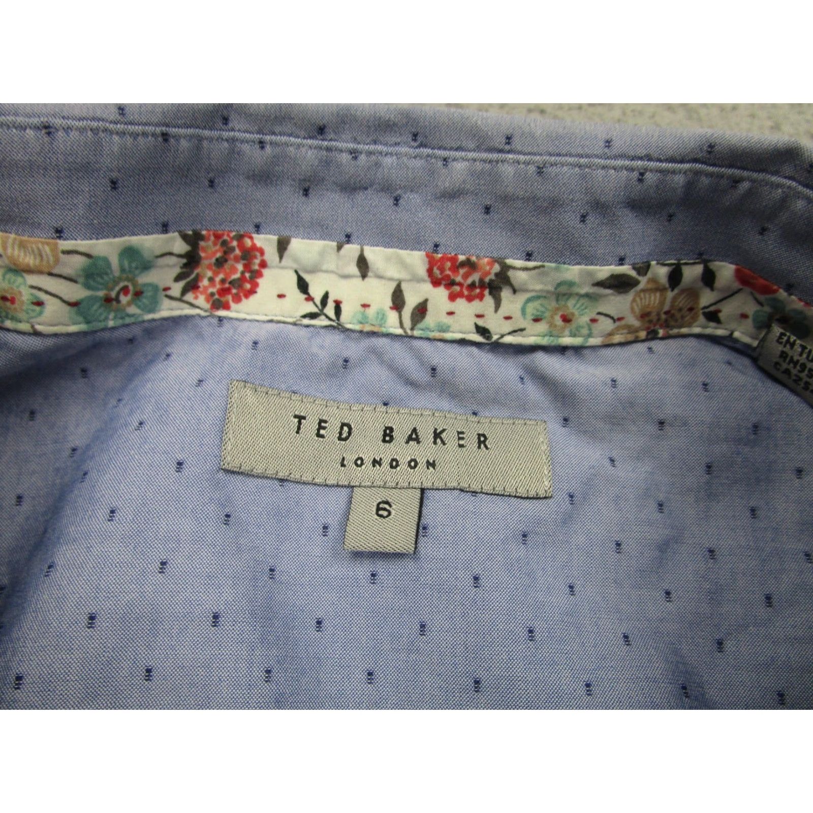 Ted Baker Ted Baker Shirt Mens XL Blue Polka Dot Long Sleeve Button Front Cotton Casual Size US XL / EU 56 / 4 - 5 Thumbnail