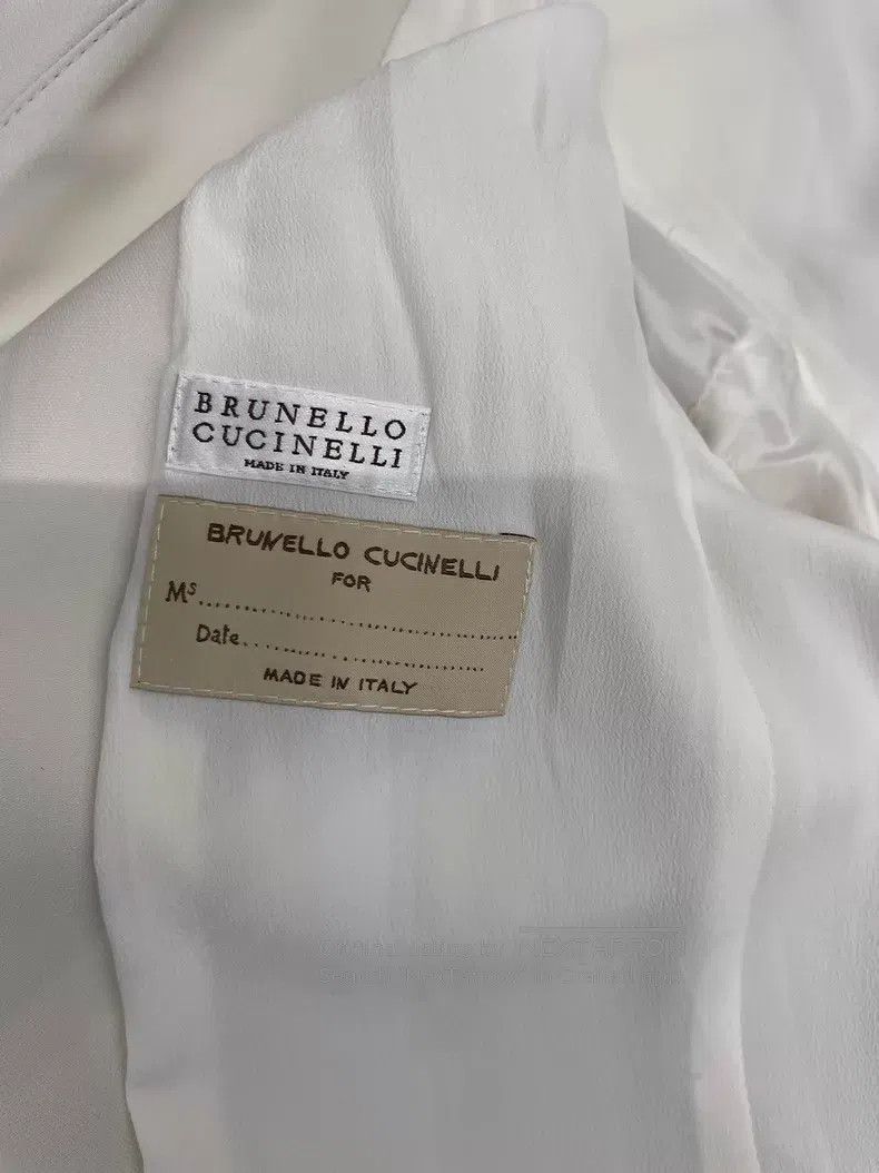 Brunello Cucinelli Brunello Cucinelli White Viscose Fiber Beaded Blazer Size M / US 6-8 / IT 42-44 - 8 Thumbnail