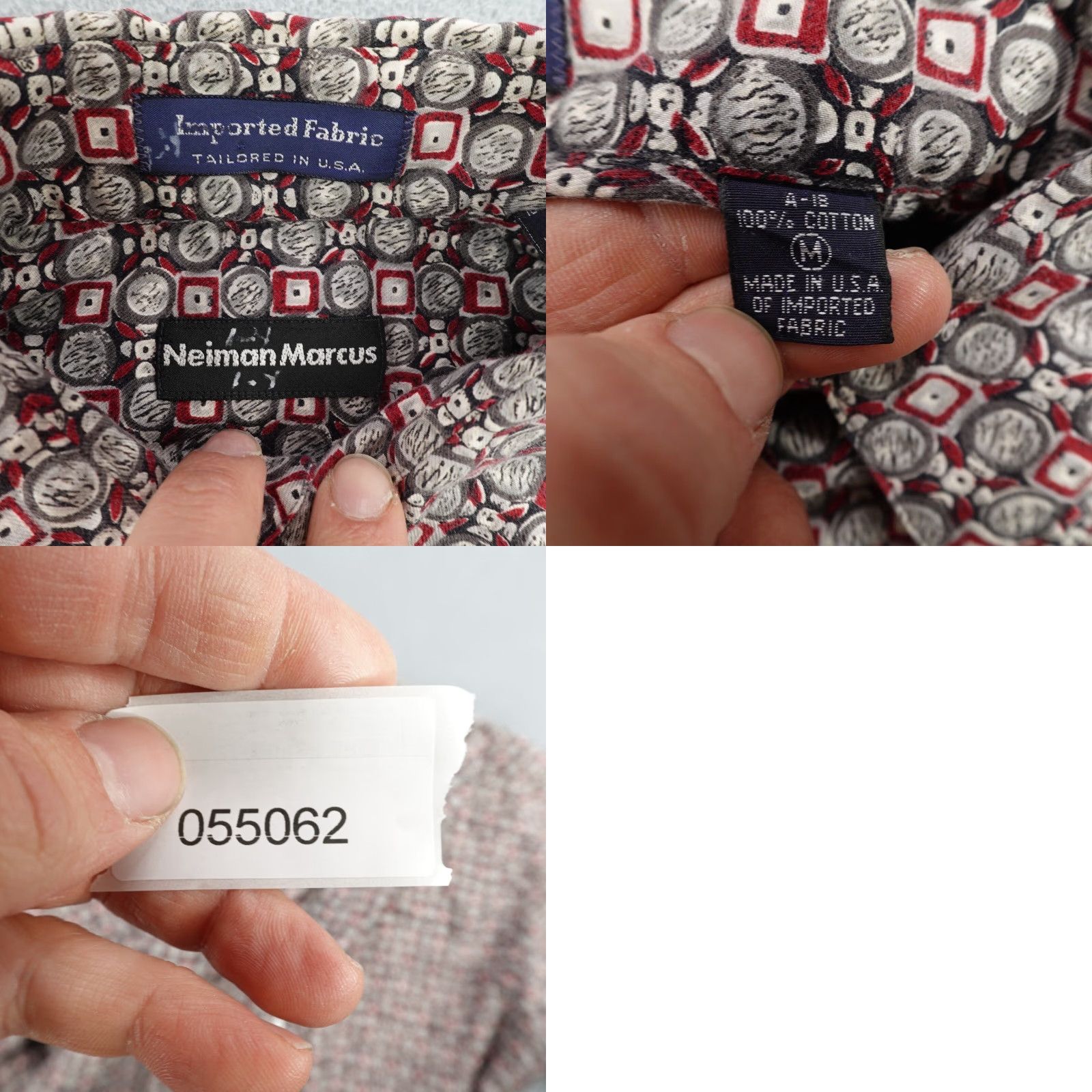 Neiman Marcus VINTAGE Neiman Marcus Shirt Men Medium Red Gray Block Print Button Up Made USA Size US M / EU 48-50 / 2 - 8 Thumbnail