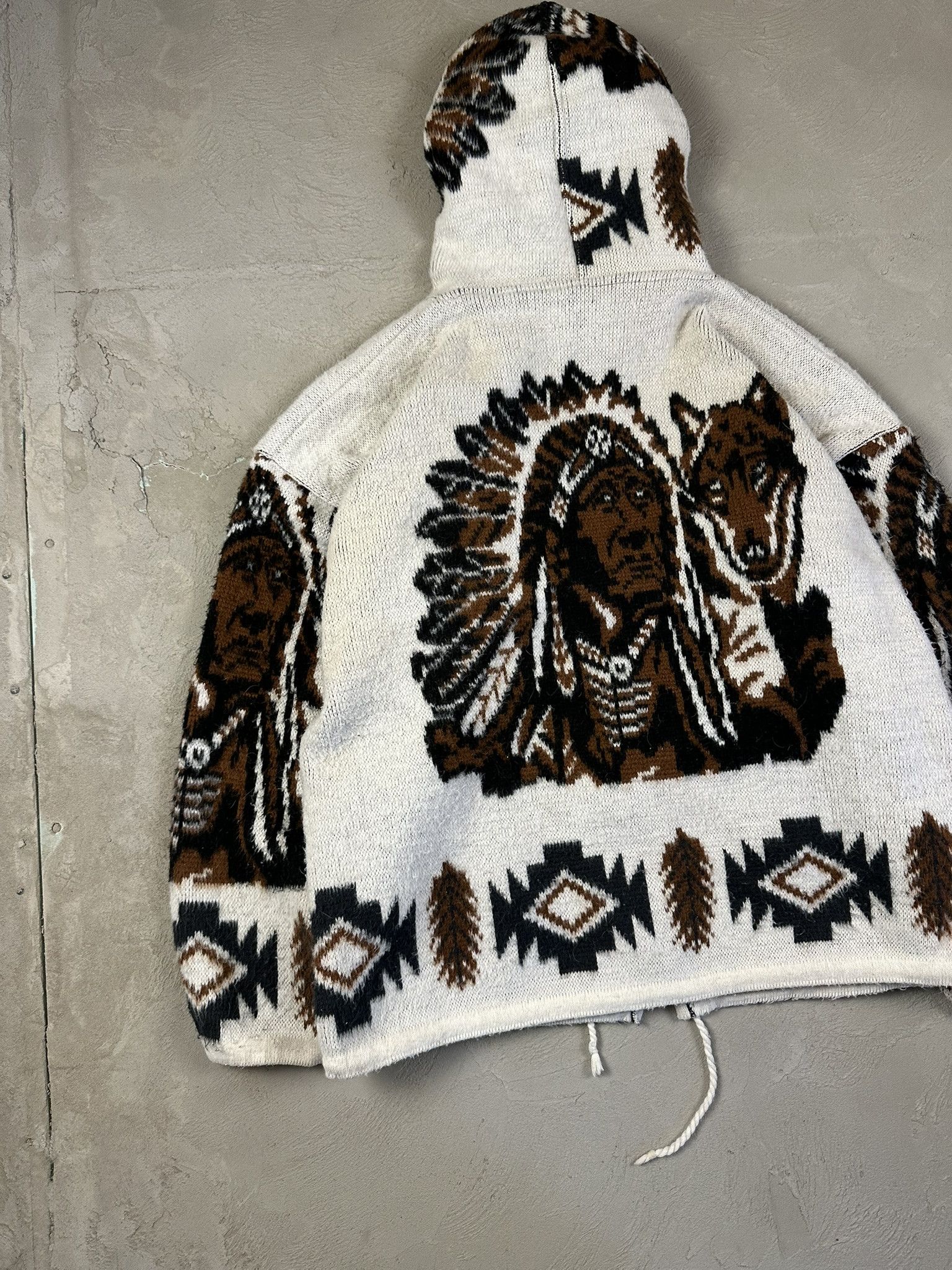 Japanese Brand Vintage Wuayra Wool Knit Indian Zip Hoodie Size US L / EU 52-54 / 3 - 12 Thumbnail