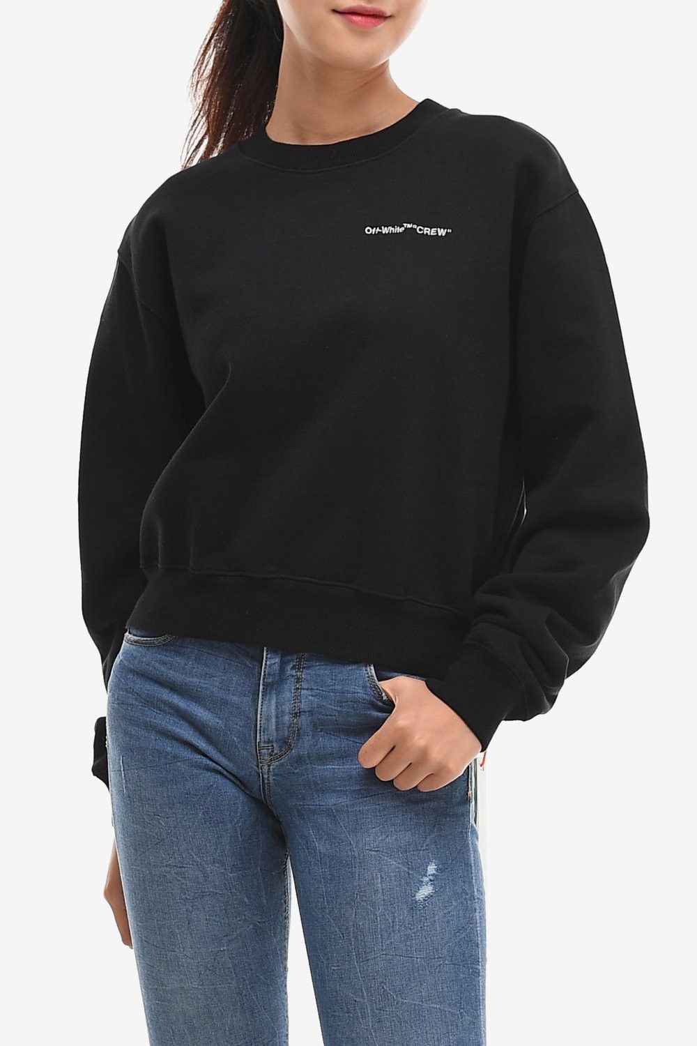 Off-White Black Quotes Crew Embroidered Logo Sweatshirt Size XS / US 0-2 / IT 36-38 - 2 Thumbnail