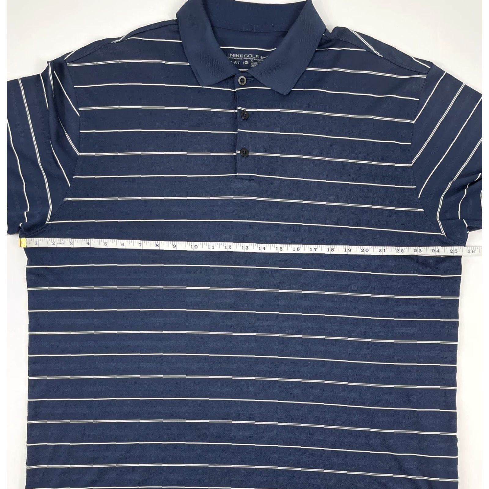 Nike Nike Dri-Fit Polo Shirt Men XL Navy Blue Striped Lightweight Golf Collared Logo Embroidered Short Sleeve Regular Knit Polyester Size US XL / EU 56 / 4 - 4 Thumbnail