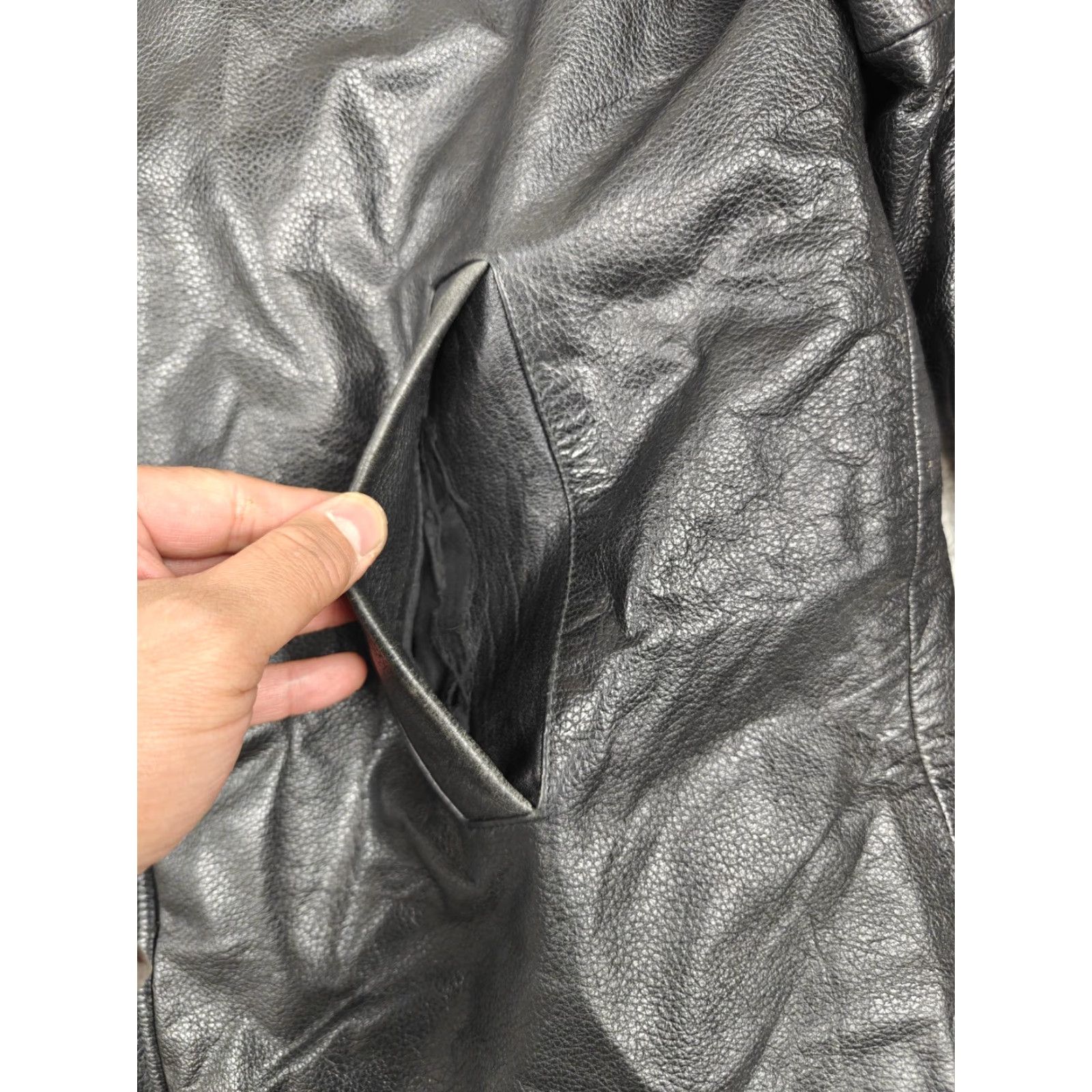 Vintage Jim & MaryLou Coat Mens Large Black Leather Mid-Length Zip Quilted Lined Pockets Size US L / EU 52-54 / 3 - 2 Thumbnail