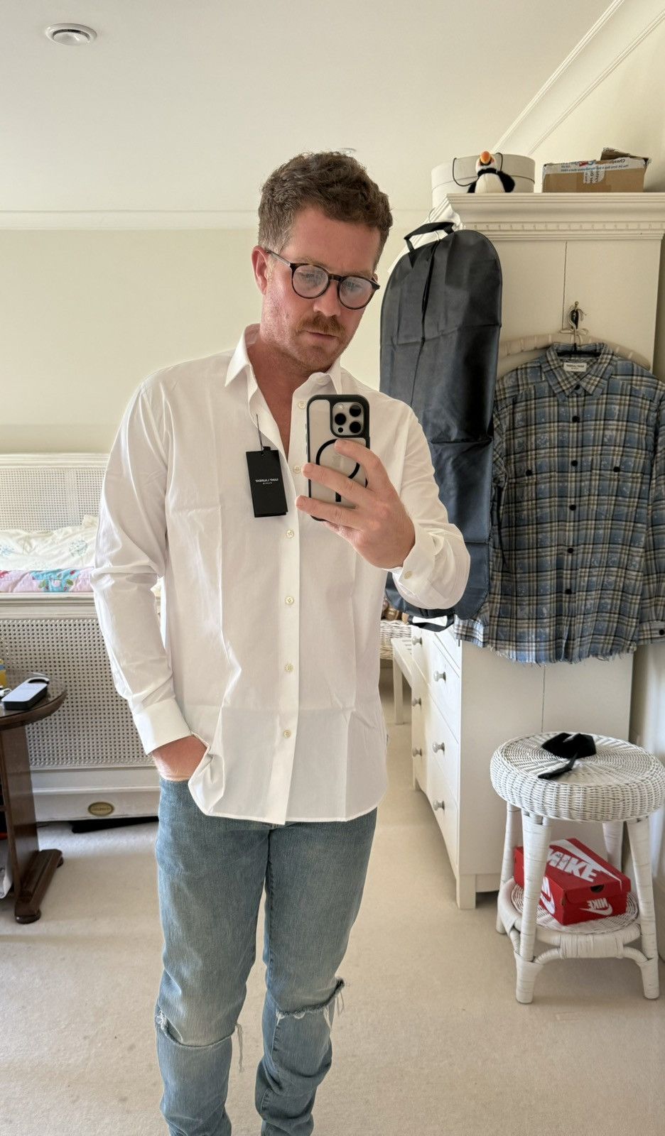 Saint Laurent Paris $760 SS23 BNWT Saint Laurent white shirt Sz 40 cotton poplin Size 40R - 5 Thumbnail