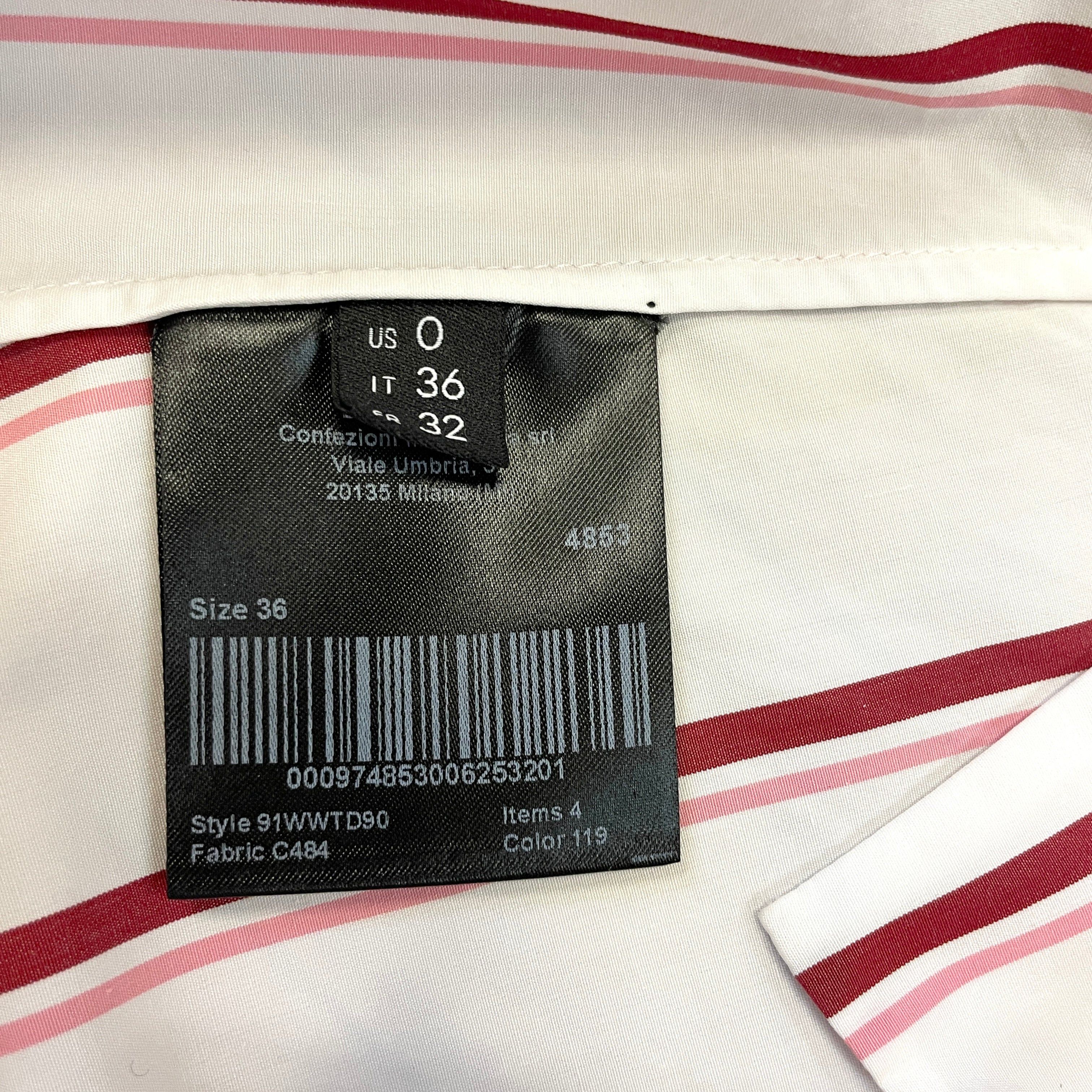 Calvin Klein Raf Simons for Calvin Klein 205W34NYC Vintage Designer Made in Italy Striped Cotton Blouse Size M Size M / US 6-8 / IT 42-44 - 6 Thumbnail