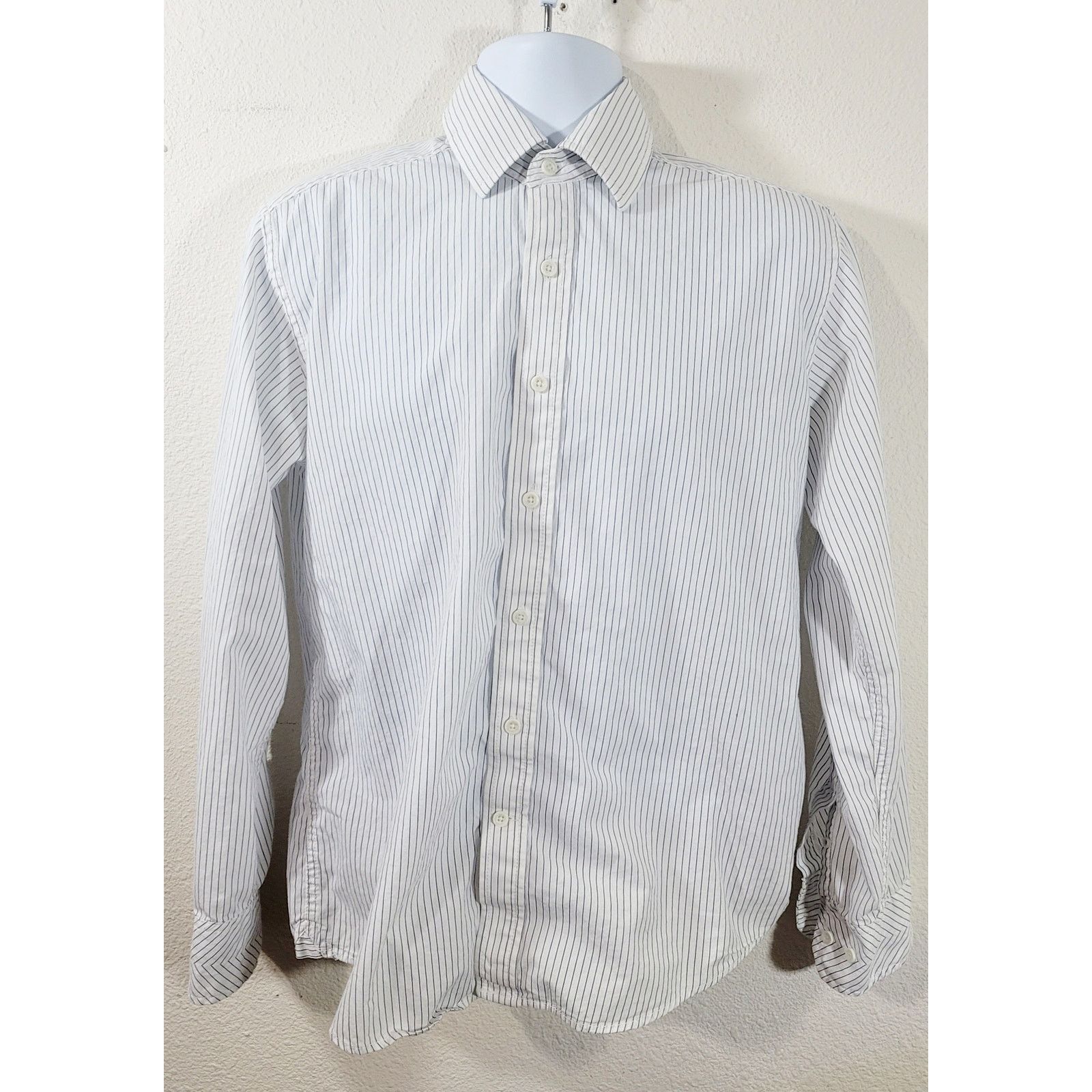 Fossil Fossil White Blue Striped Pointed Collar Button Shirt Medium Size US M / EU 48-50 / 2 - 1 Thumbnail