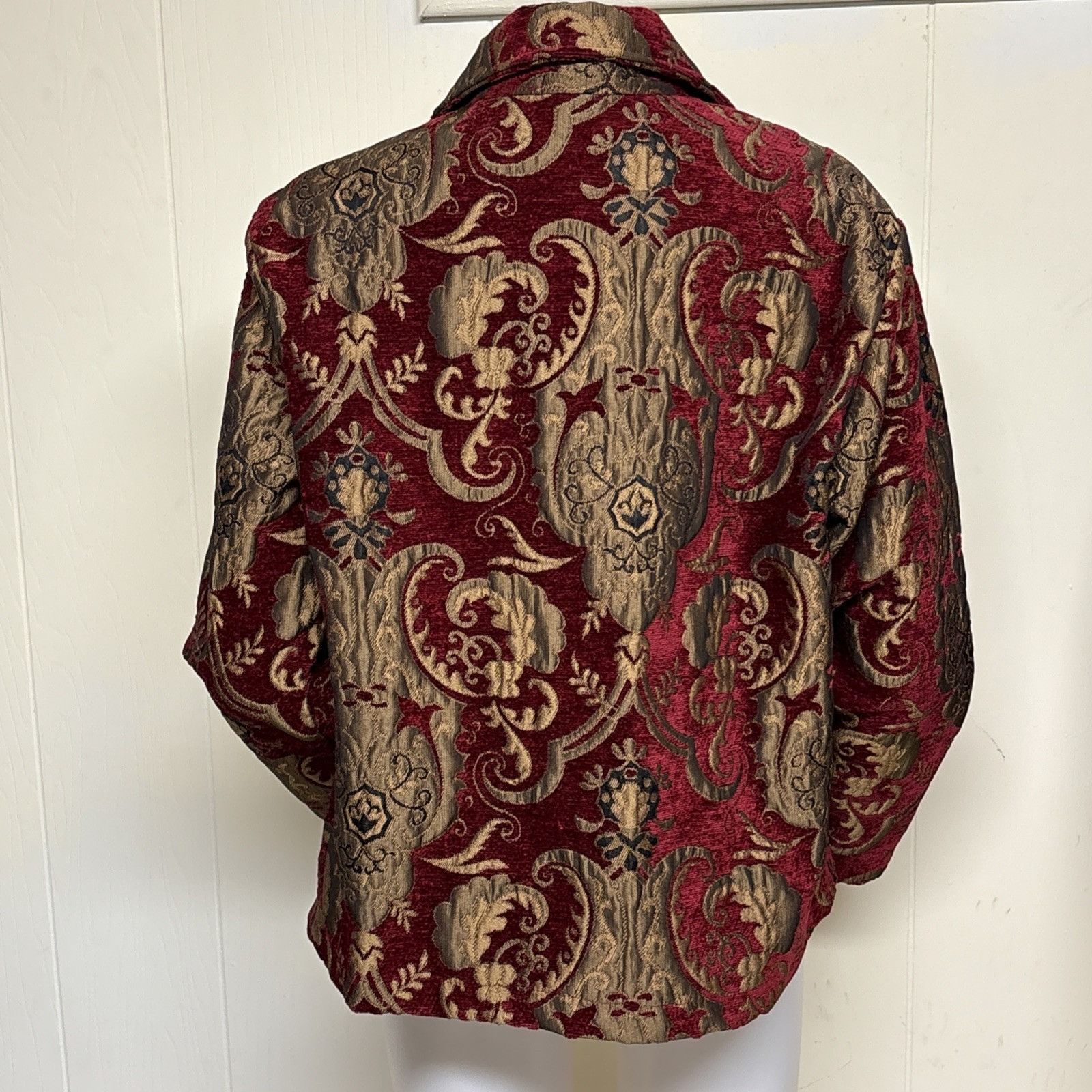 Vintage DB Sport Tapestry Velvet Jacket Womens M Ruby Gold Blazer Em Size M / US 6-8 / IT 42-44 - 3 Thumbnail