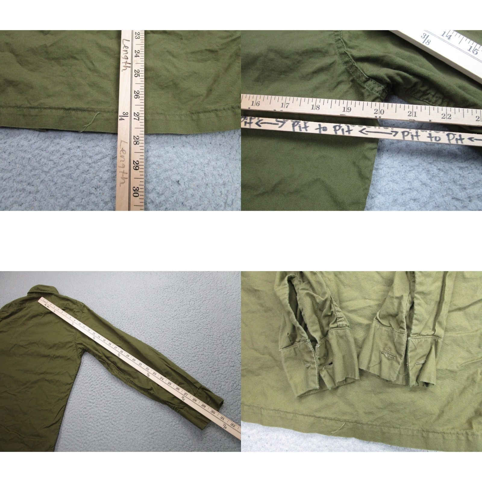 Olive VINTAGE Military Field Shirt Mens Medium Olive Green Epaulet Utility Sanforized Long Sleeve Button-Up Shirt Mens Medium Green military Size US L / EU 52-54 / 3 - 8 Thumbnail