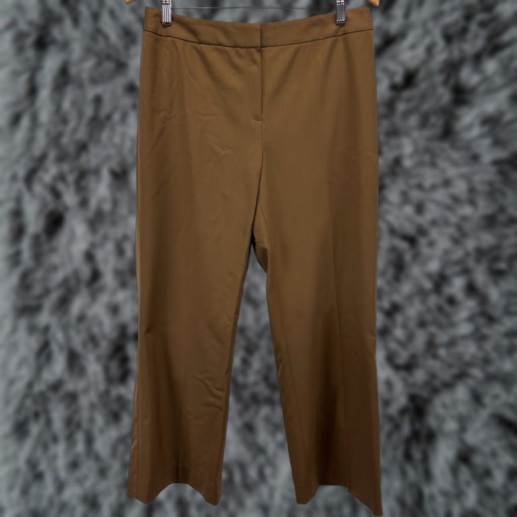Vintage Lafayette 148 New York Dress Pants Women’s 10 Brown Wool Solid Straight Leg 32”x27.5” Regular Zip Hook & Eye Front Flat Front Size 32" / US 10 / IT 46 - 1 Thumbnail