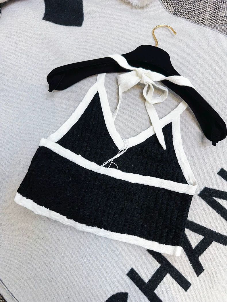 Chanel Chanel 22C Black White Halter Crop Top Size M / US 6-8 / IT 42-44 - 2 Thumbnail