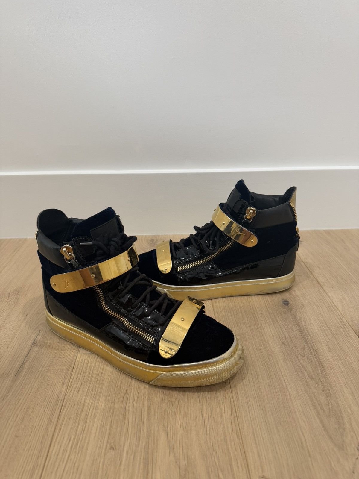 Giuseppe Zanotti Giuseppe Zanotti Dark Blue High Top Double Zipper Size US 8 / EU 41 - 1 Thumbnail