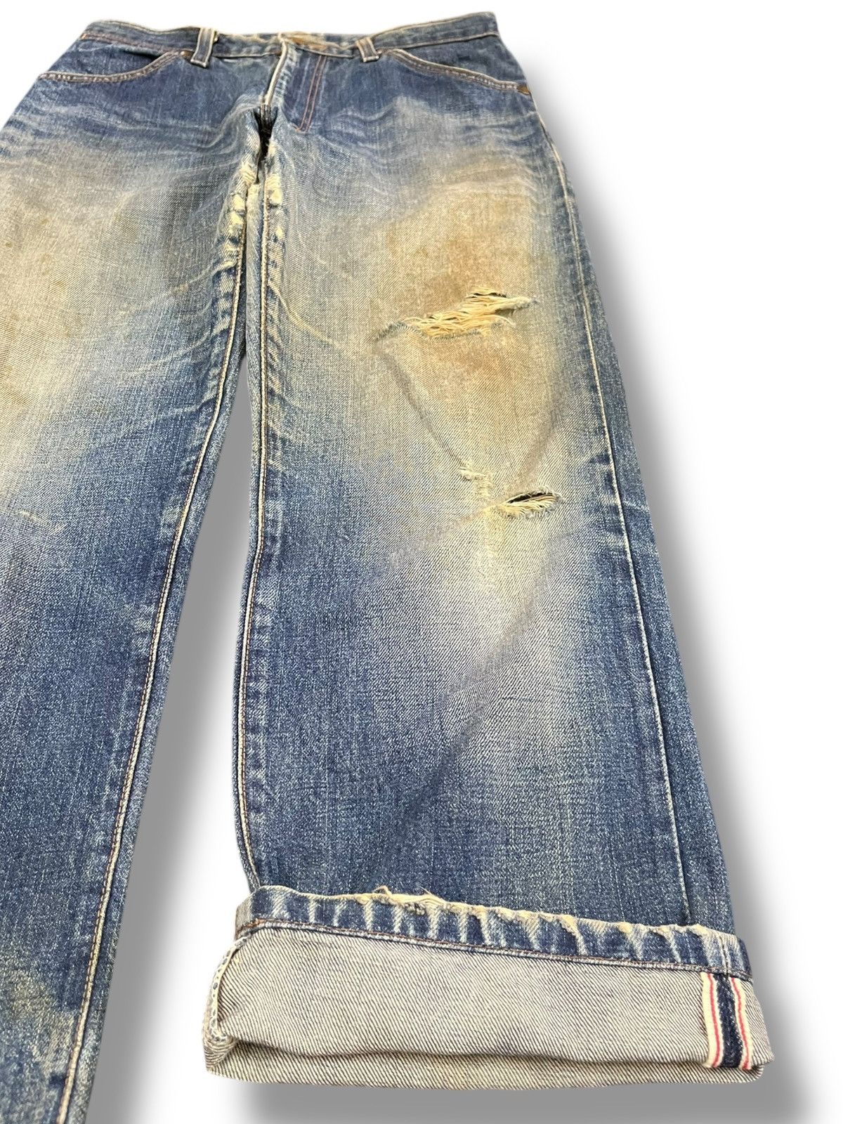 4GSELLER Vintage Wrangler Selvedge Mudwash Distressed Denim Size US 30 / EU 46 - 4 Thumbnail