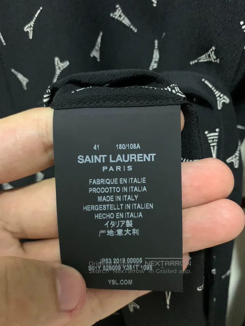 Saint Laurent Paris size 41 Mulberry Silk Eiffel Tower Shi