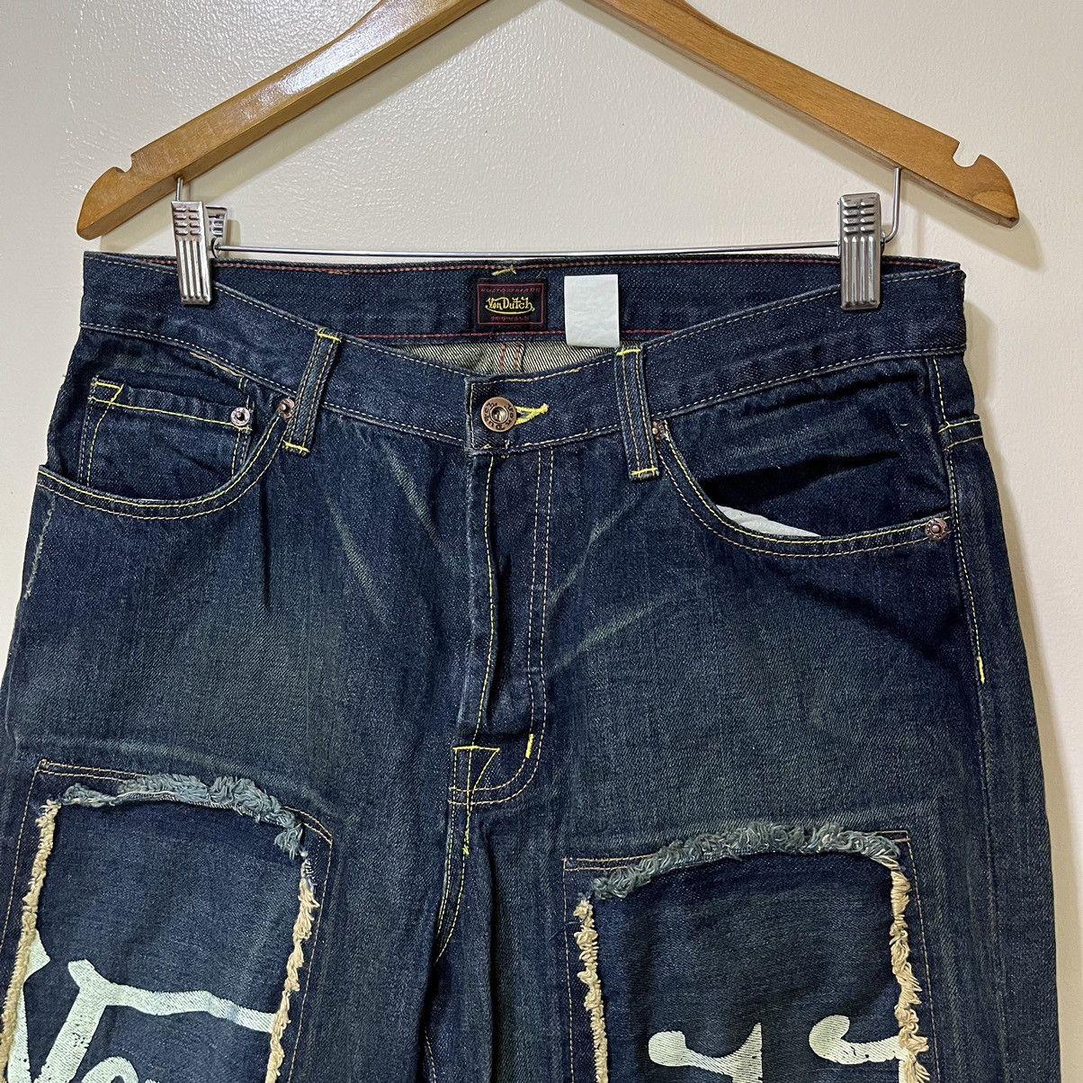 Von Dutch Y2K Von Dutch Logo Patchwork Design Denim Baggy Pants Size US 32 / EU 48 - 2 Thumbnail