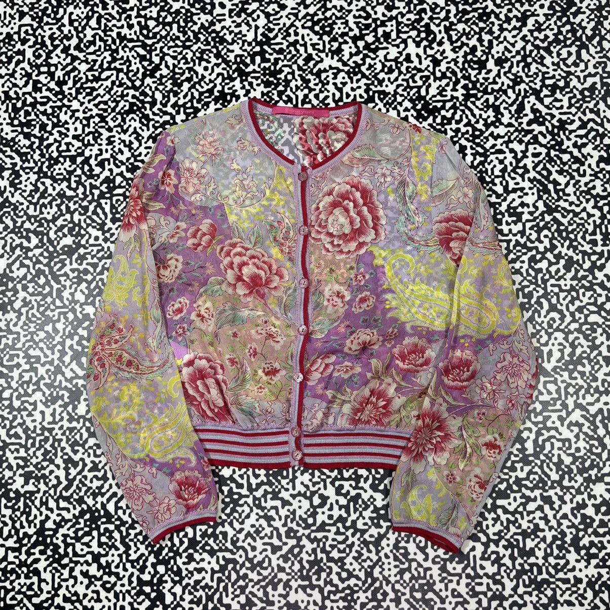 Emanuel Ungaro Vintage Y2K Emanuel Ungaro Paris Silk Floral Luxury Cardigan Size M / US 6-8 / IT 42-44 - 2 Thumbnail