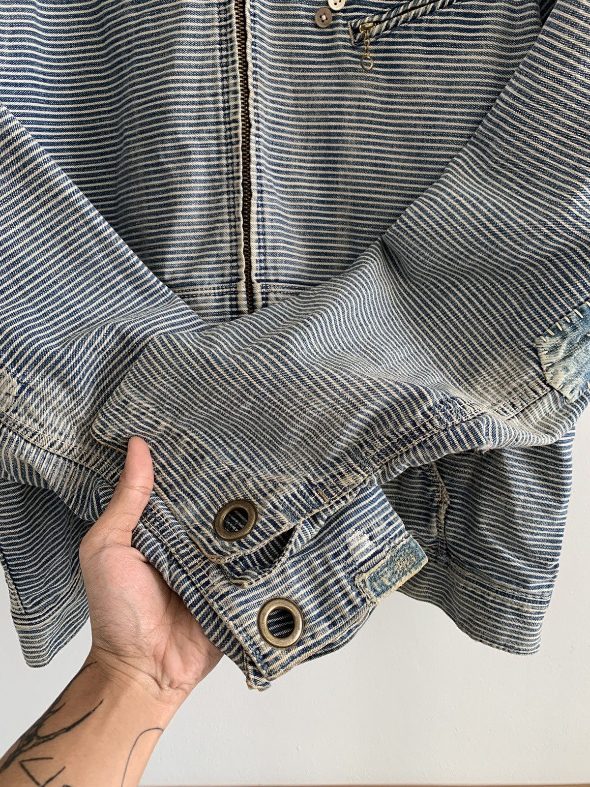Kapital Kountry Kapital Indigo Stripe Button Patch Zip Jacket Size US M / EU 48-50 / 2 - 9 Thumbnail