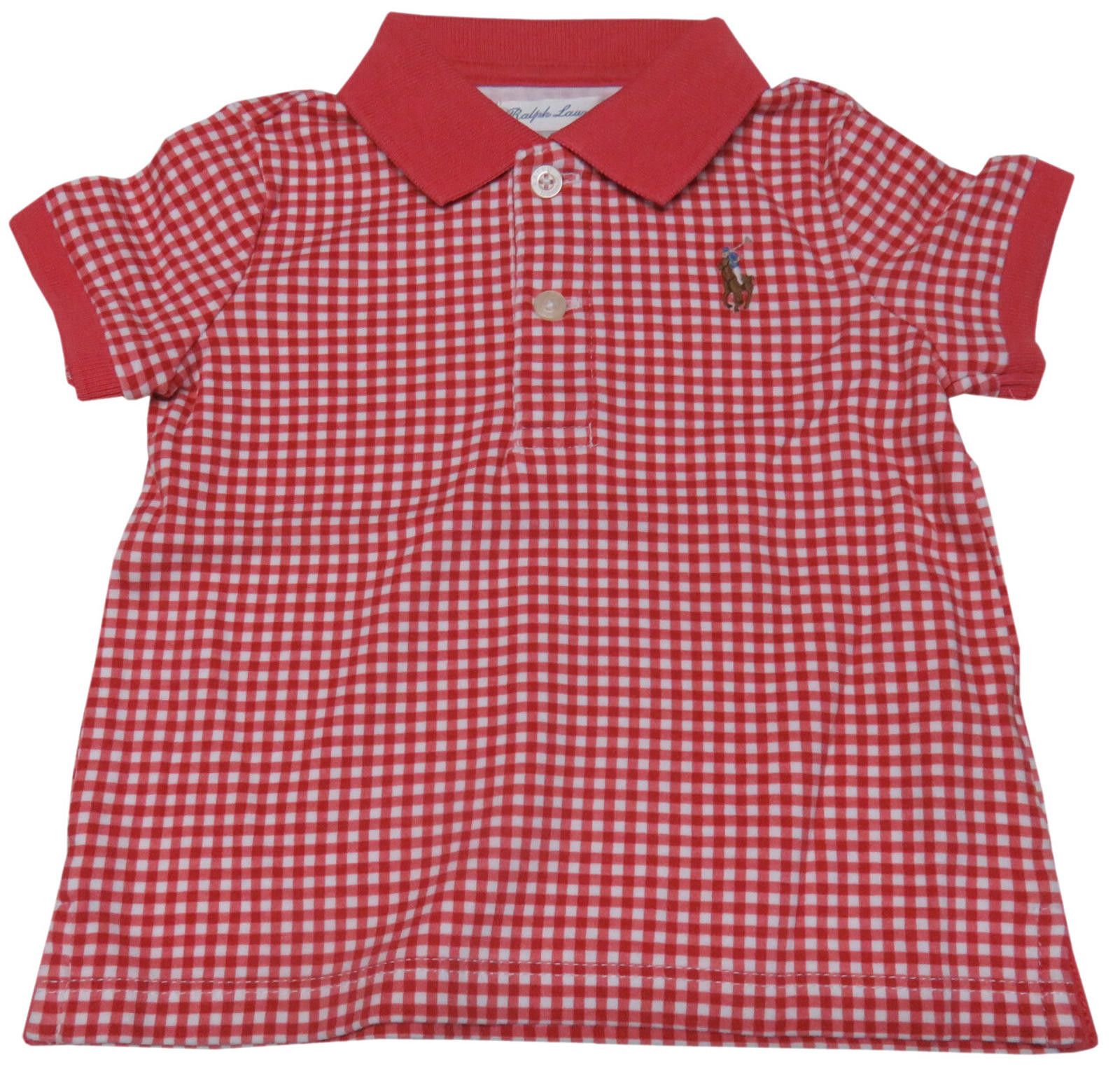 Polo Ralph Lauren Ralph Lauren Polo Baby Boys Short Sleeve Gingham Red 9M Size US XXS / EU 40 - 1 Thumbnail