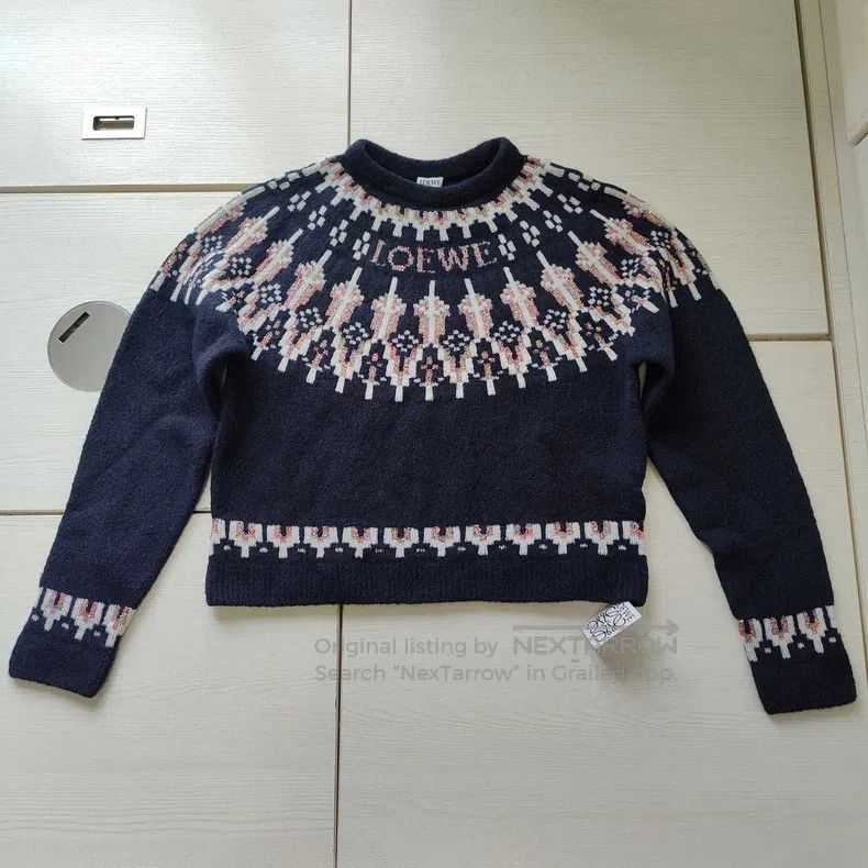 Loewe Loewe Fair Isle Sequin Sweater, Wool Cardigan Size S / US 4 / IT 40 - 1 Thumbnail