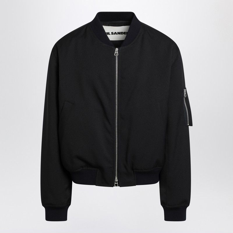Jil Sander Dark Blue Zipped Bomber Jacket