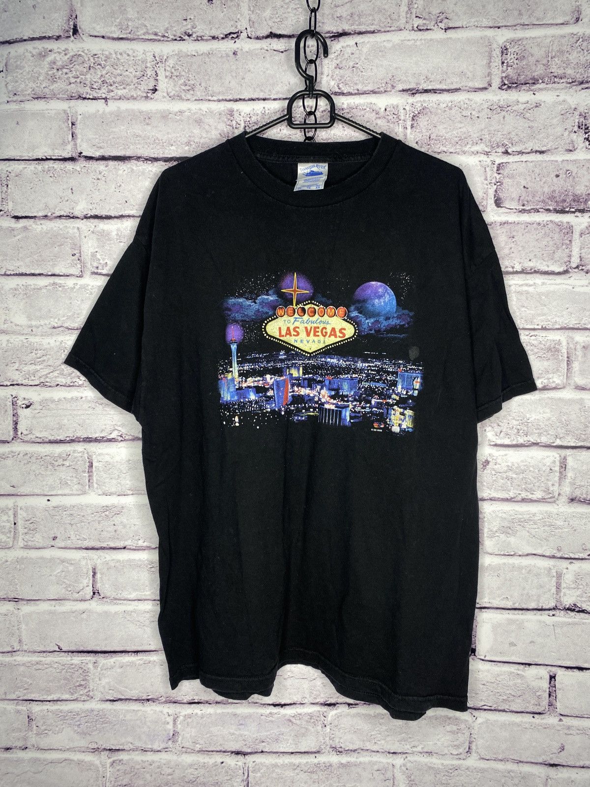 Pre-owned Vintage Mens  90's Streetwear Las Vegas Nevada T-shirt In Black