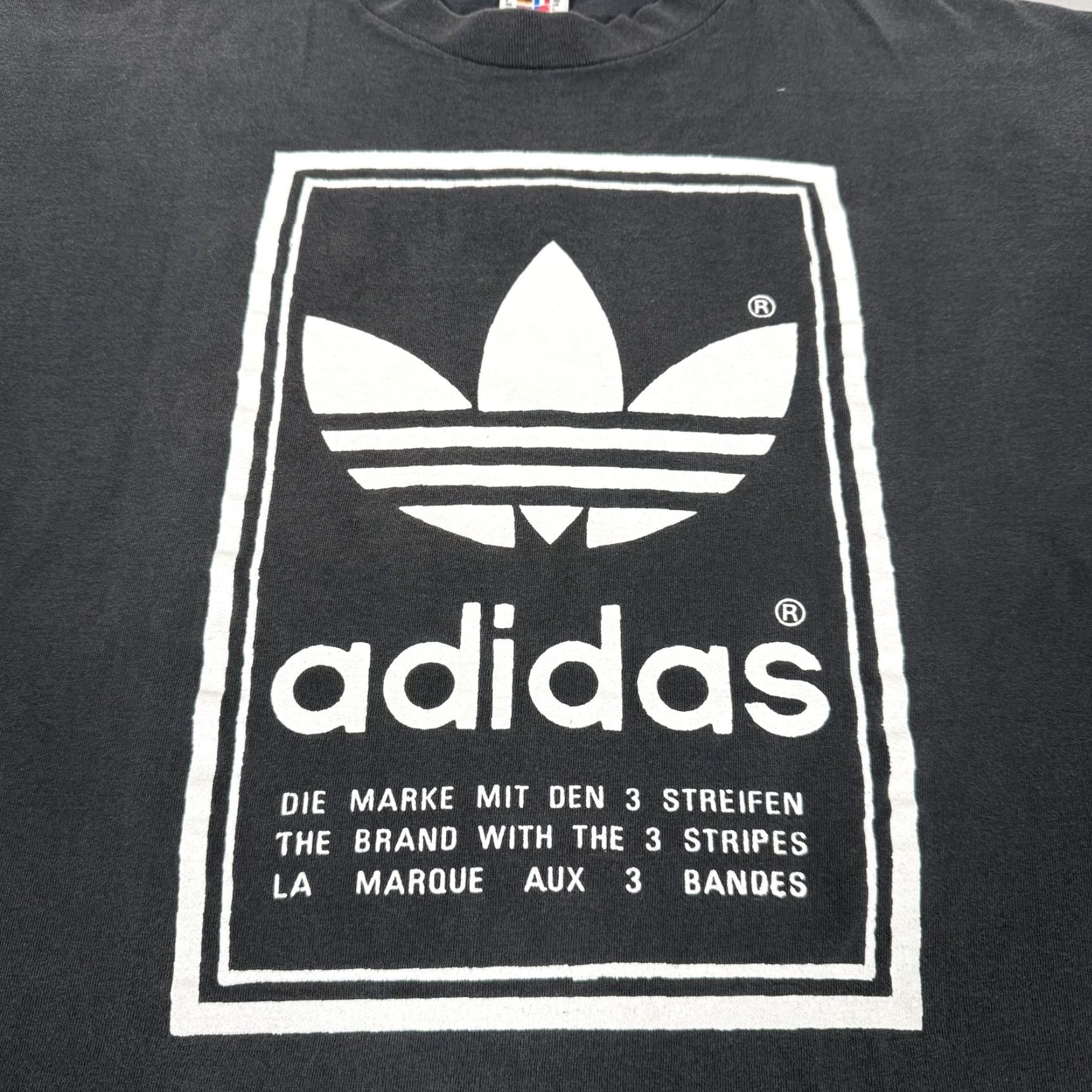 Adidas VINTAGE adidas Shirt Mens Large Black Trefoil 90s Tee Crew Neck Short Sleeve Graphic Print Leather? No. Size US L / EU 52-54 / 3 - 3 Thumbnail