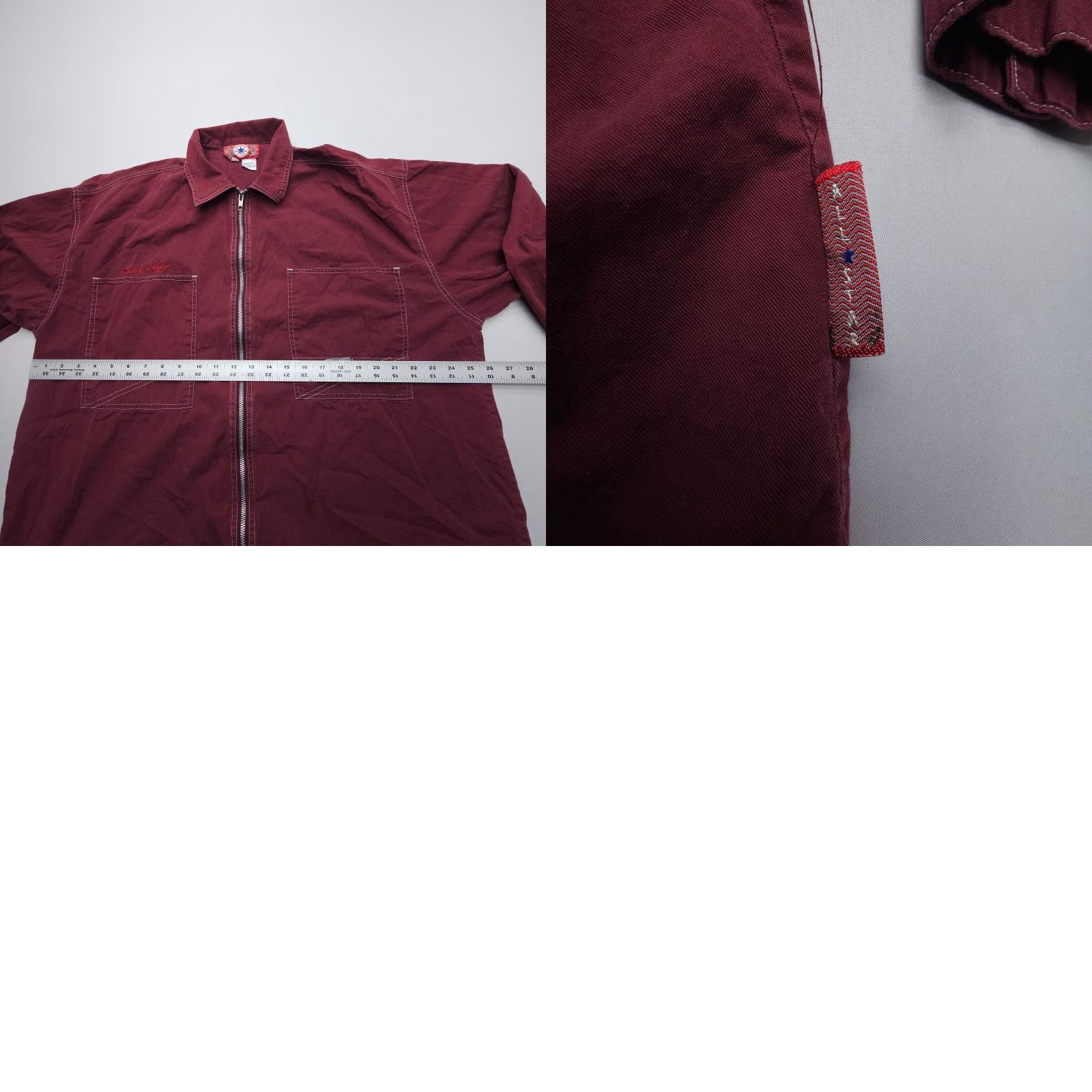 Converse VINTAGE Converse Chuck Taylor Full Zip Shirt Jacket Mens XL Red Twill Jacket with Zip, Solid Pattern, 90s Theme, USA, Outdoor, Walking, Shacket Size US XL / EU 56 / 4 - 8 Thumbnail