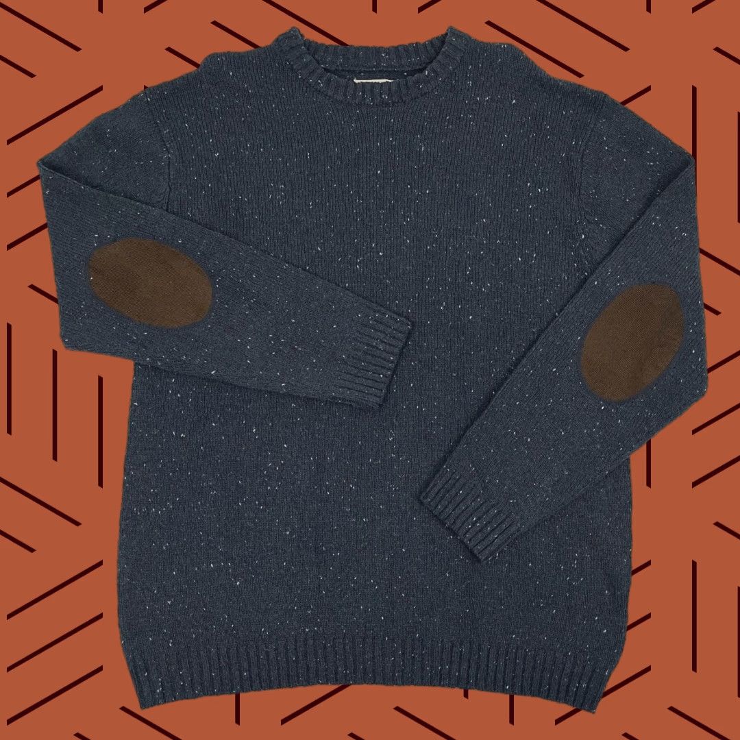 Vintage Line of Trade Sweater Men 2XL Blue Wool Blend Corduroy Elbow Pad Pullover Jumper Size US XXL / EU 58 / 5 - 1 Thumbnail