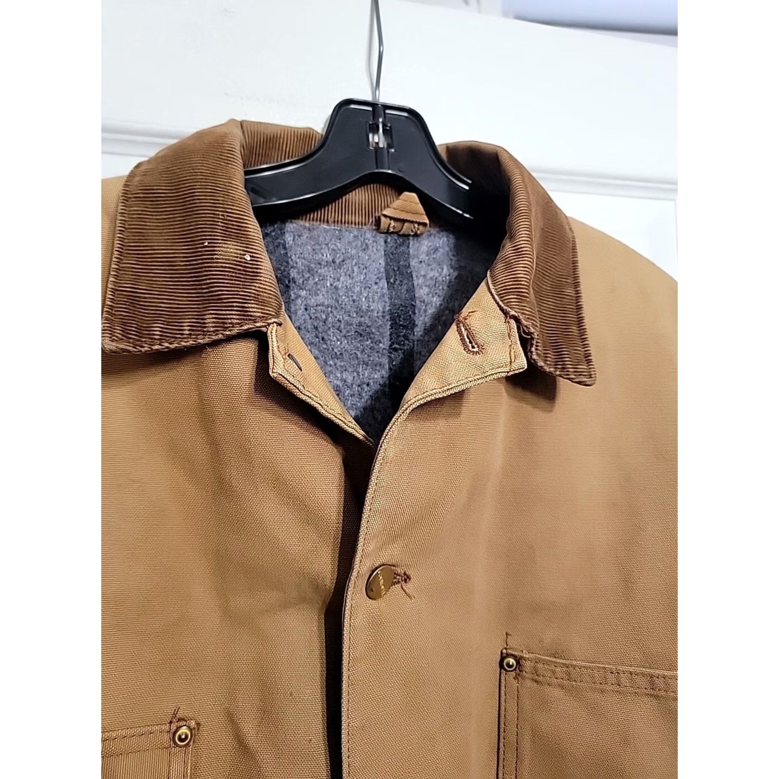 Carhartt VINTAGE Carhartt Jacket Workwear Canvas Cotton Lined Tan 2XL Mens Distressed Front Back Sleeves Chest 25.5 Length 29.5 Mw2/26 Size US XXL / EU 58 / 5 - 2 Thumbnail