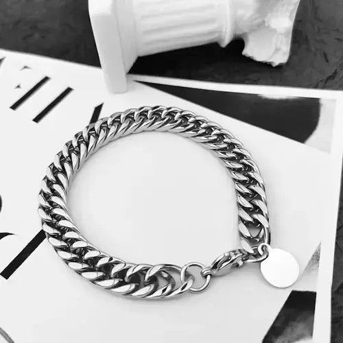 Jewelry Titanium Steel Cuban Link Bracelet for Men Women Size ONE SIZE - 1 Thumbnail