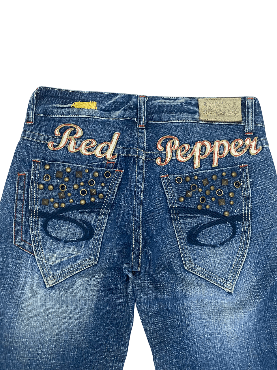 Christian Audigier Studded Big Logo Red Peppers Flare Jeans Size 31" - 4 Thumbnail